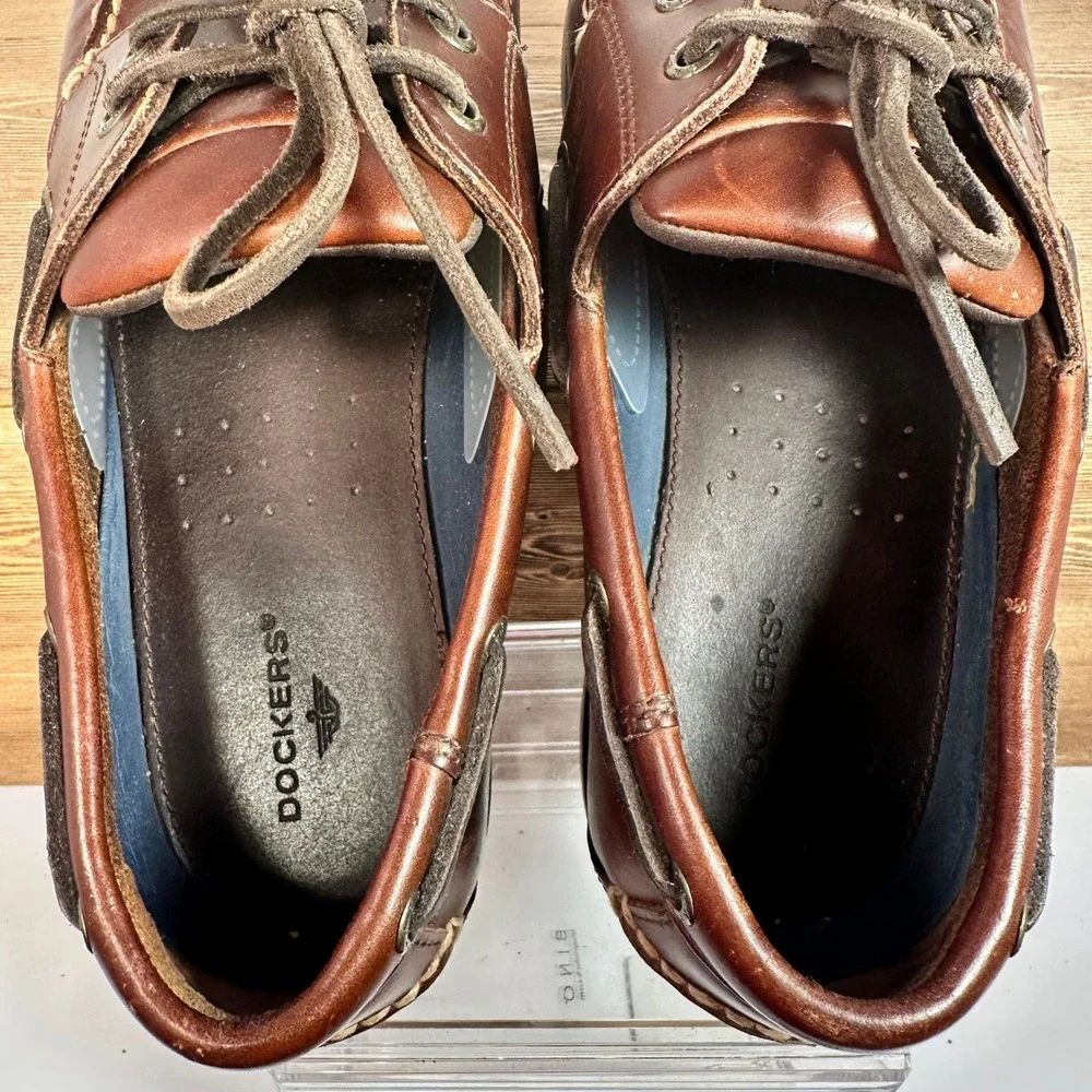 VTG Dockers Boat Shoes Mens SZ 9M Leather Handsewn Deck Shoes Preppy Old Money